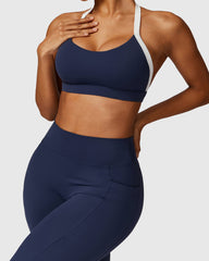 Dark Blue Women's Strappy Sports Bra