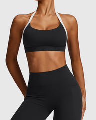 Halter Neck Sports Bra - White Strap