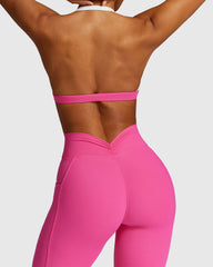 Pink Backless Yoga Bra - Gym Set