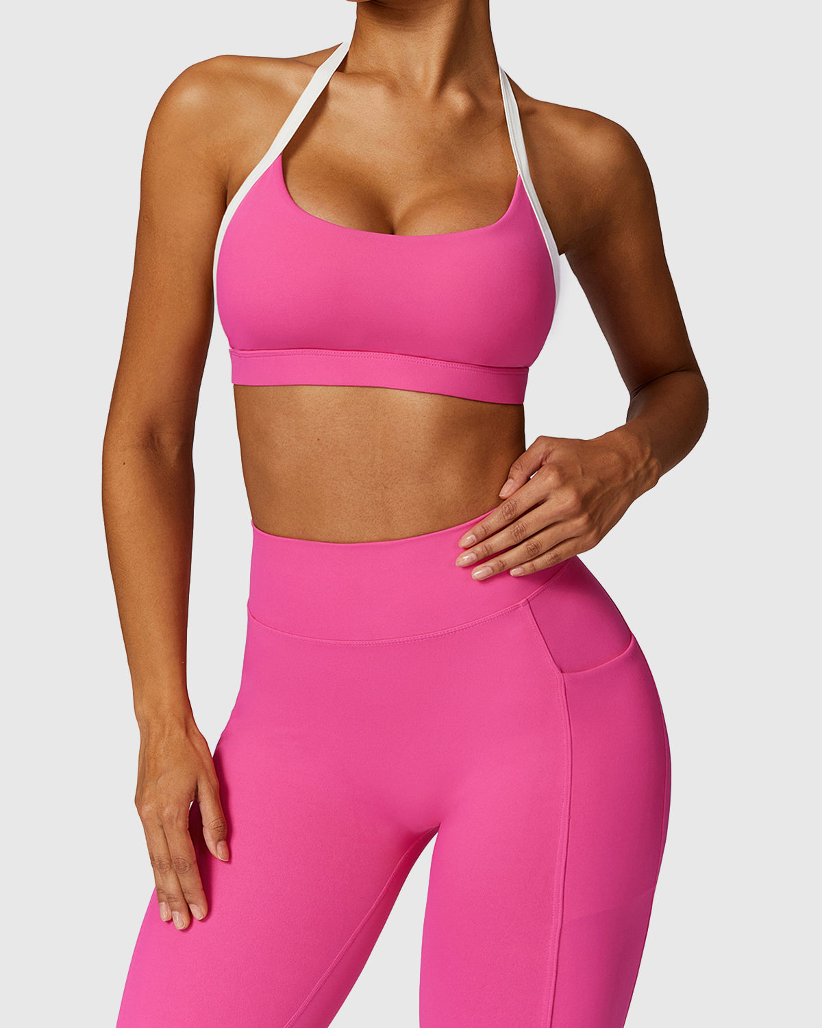 Pink High Impact Push-Up Halterneck Bra