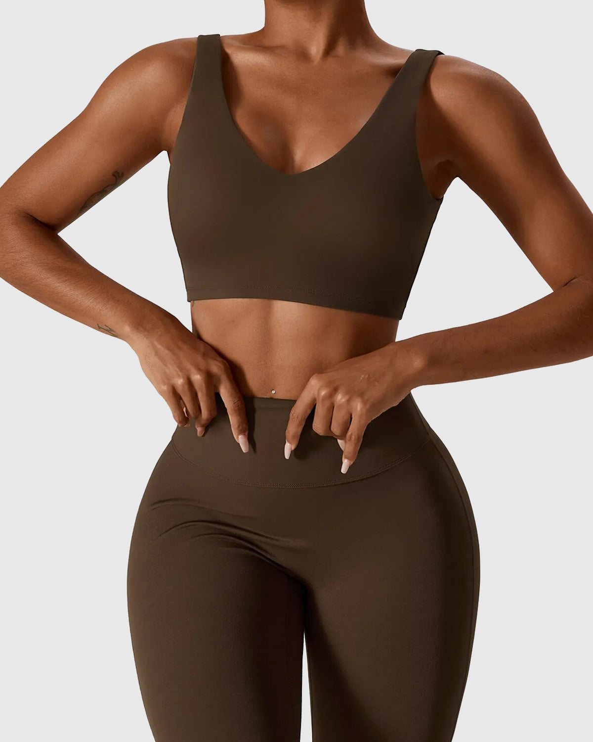 Coffee Brown Workout Crop Top