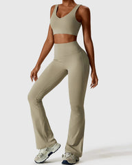 High Waist Flare Leggings & Crop Top Set