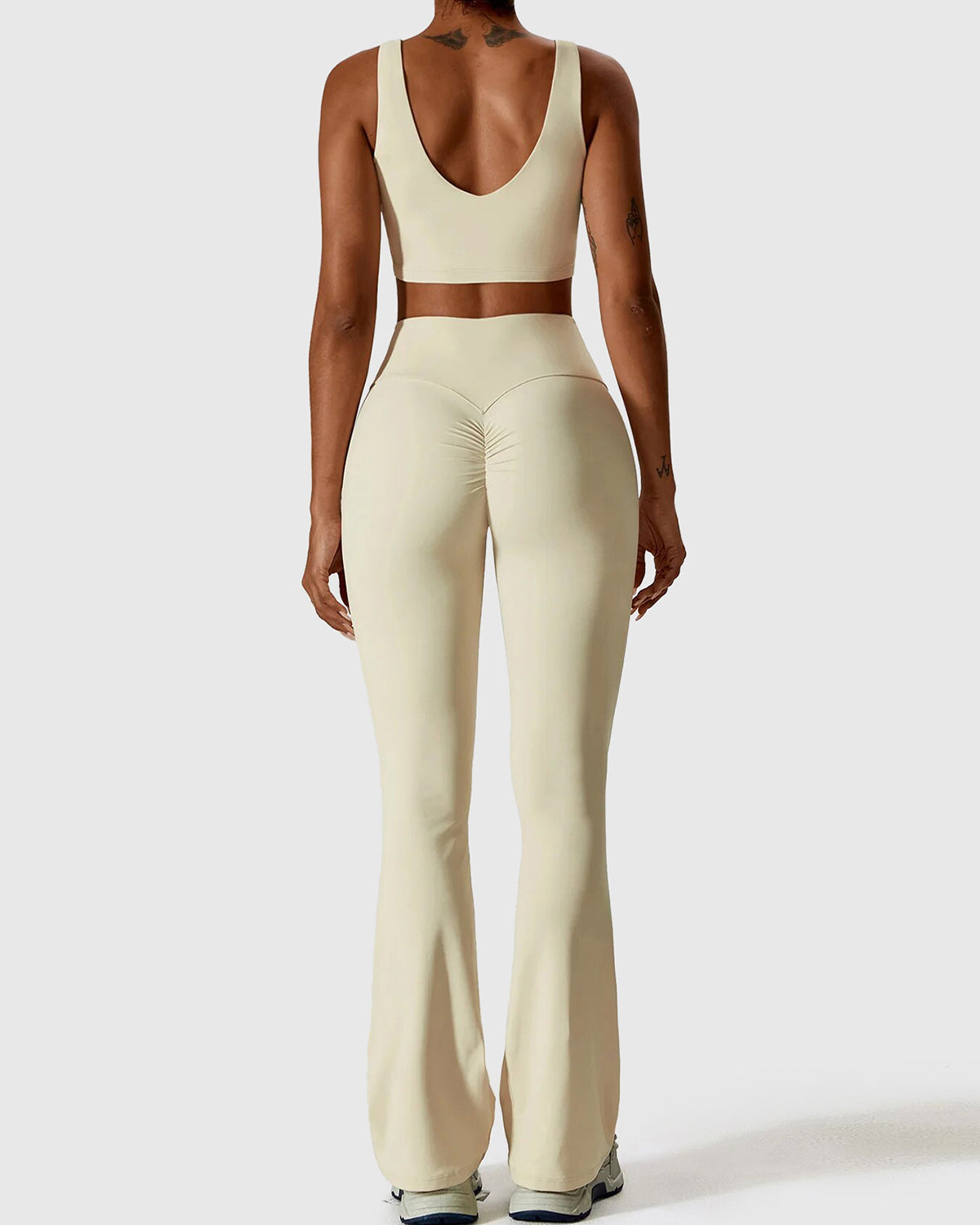 Comfortable High Waist Flare Leggings & Crop Top Set