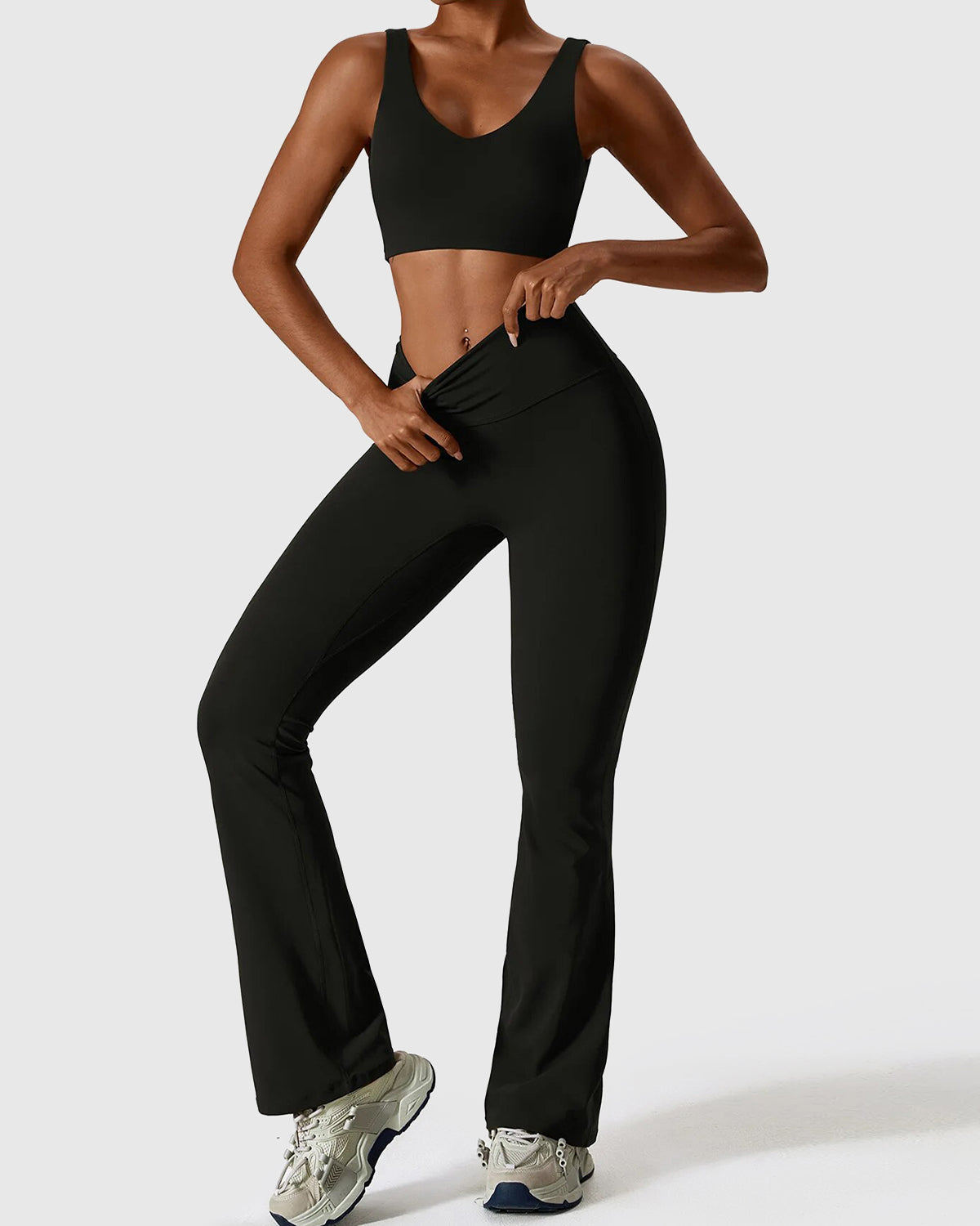 Workout High Waist Flare Leggings & Crop Top Set