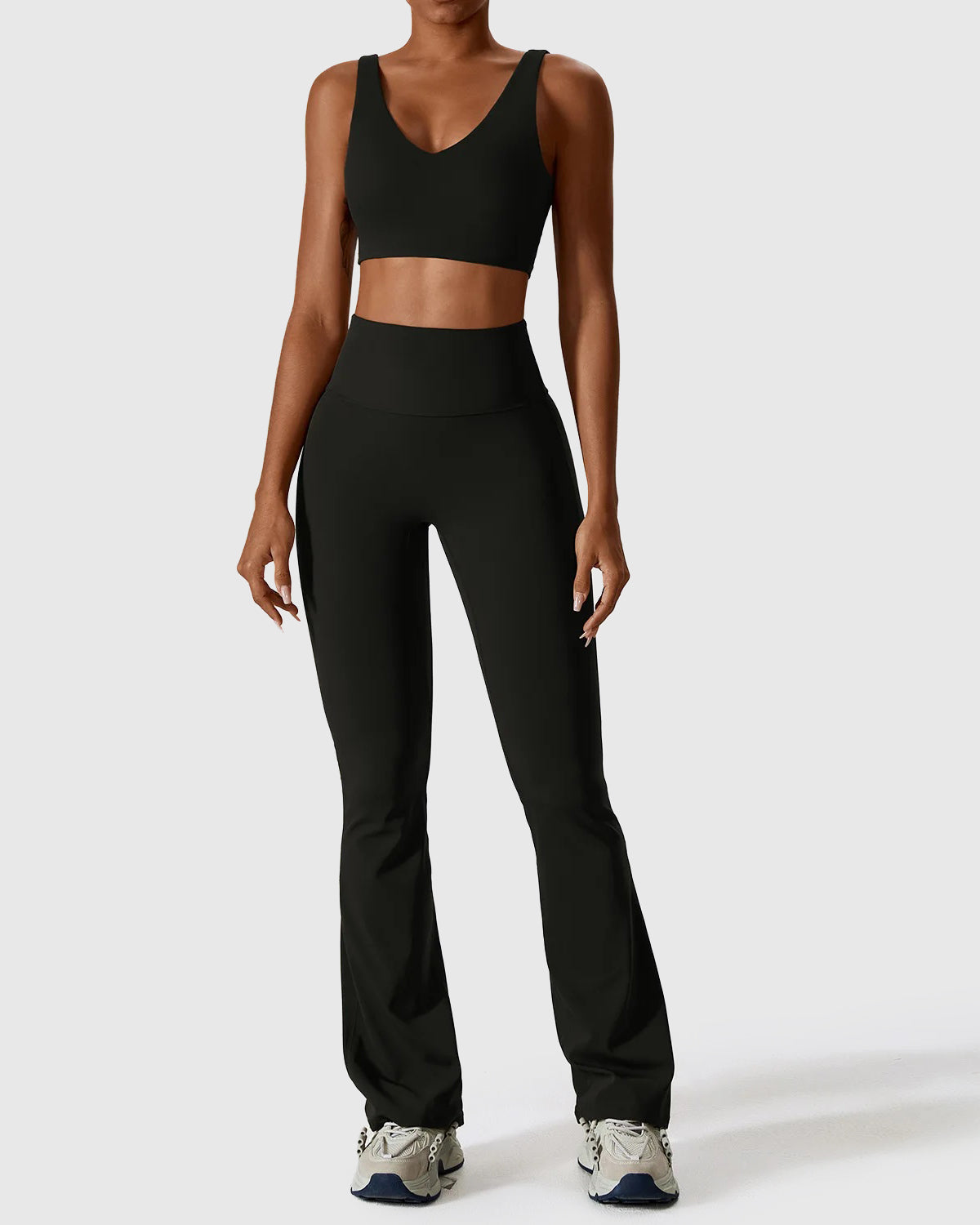 Activewear High Waist Flare Leggings & Crop Top