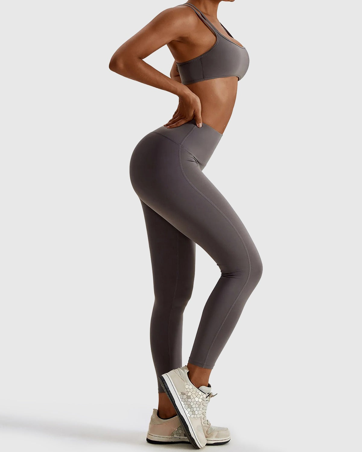 Comfortable High Waist Leggings & Cross Back Strappy Bra