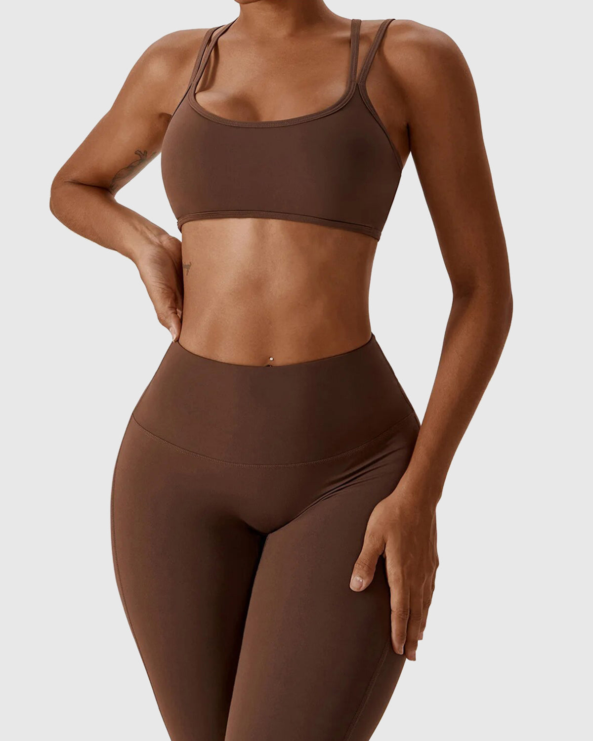 Brown Cross Back Strappy Bra