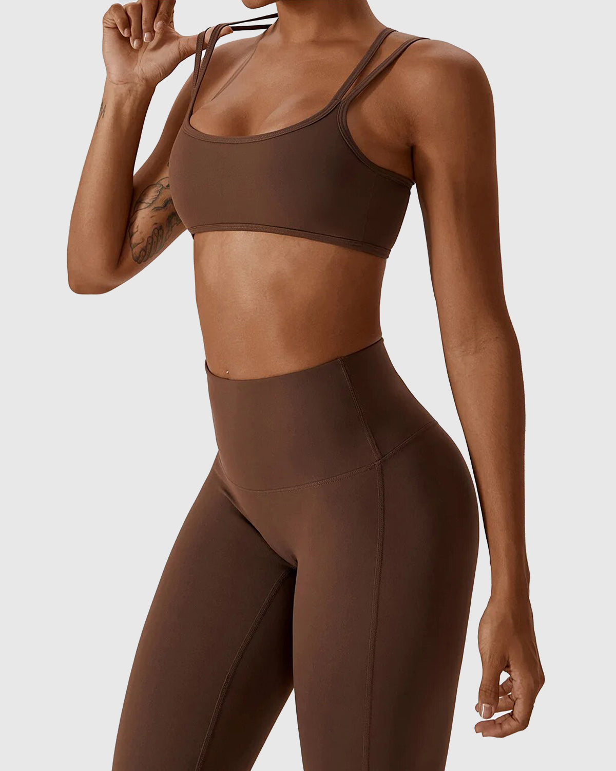 Coffee Brown Cross Back Strappy Bra