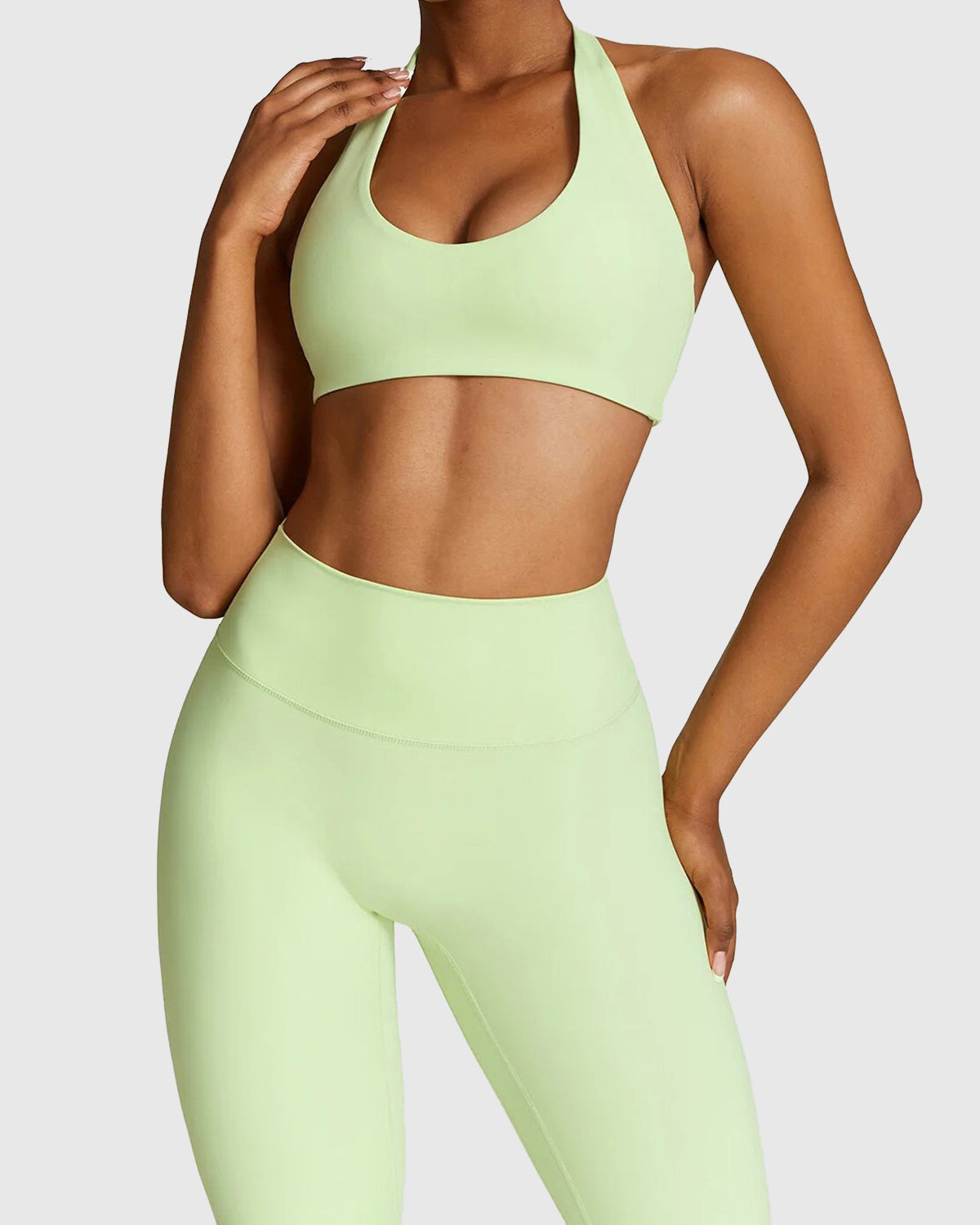 Green Sporty Halter Neck Bra