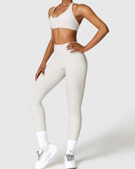 White High Waist Leggings & Halter Neck Bra