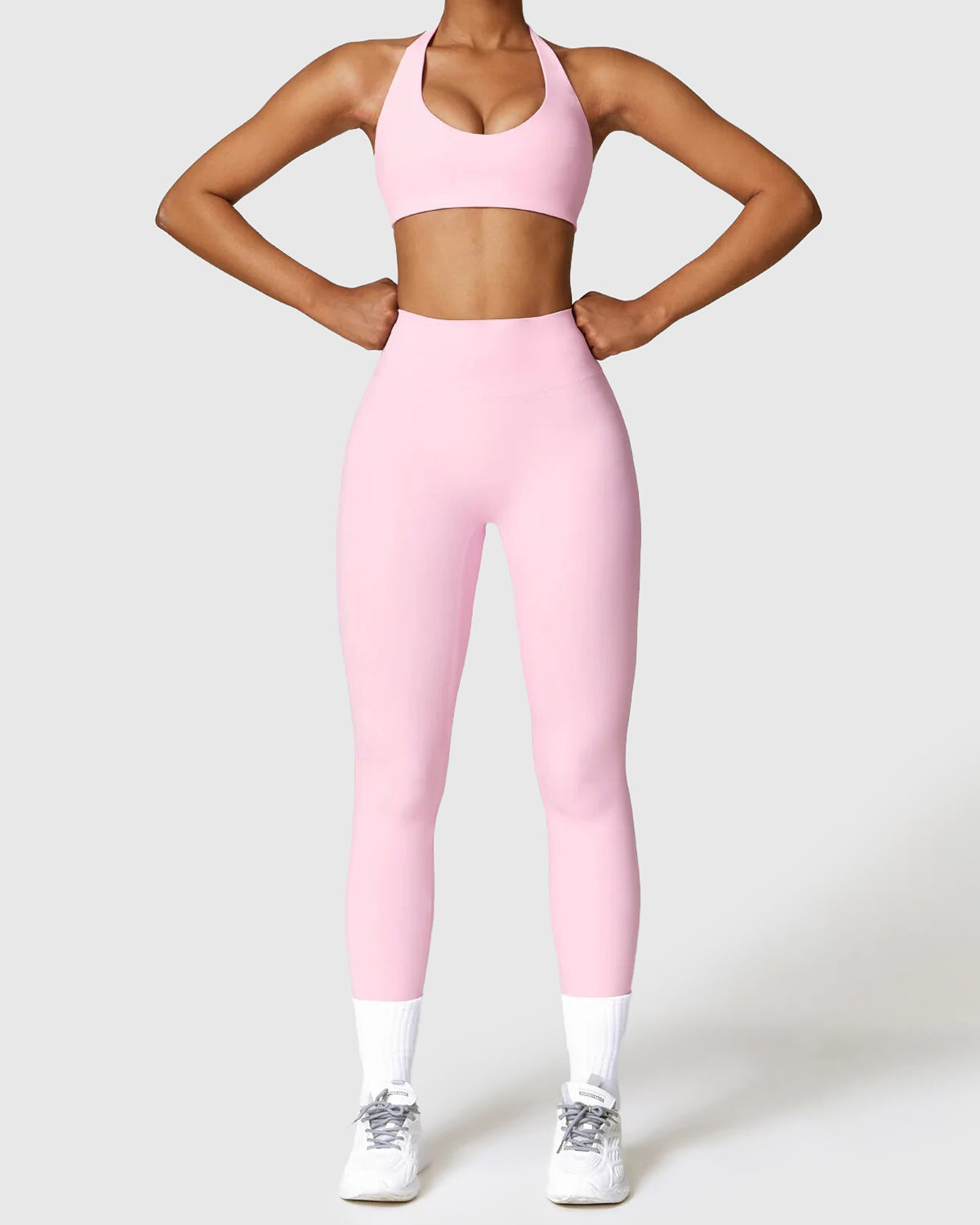 Workout High Waist Leggings & Halter Neck Bra