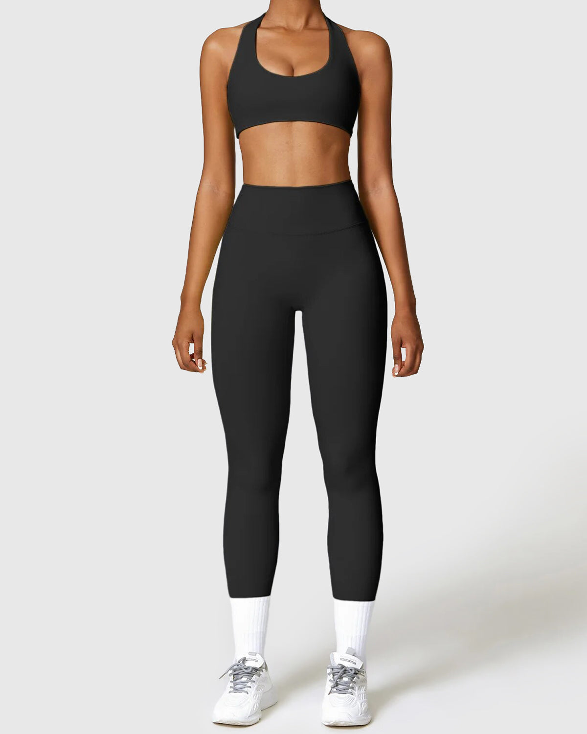 Black High Waist Leggings & Halter Neck Bra