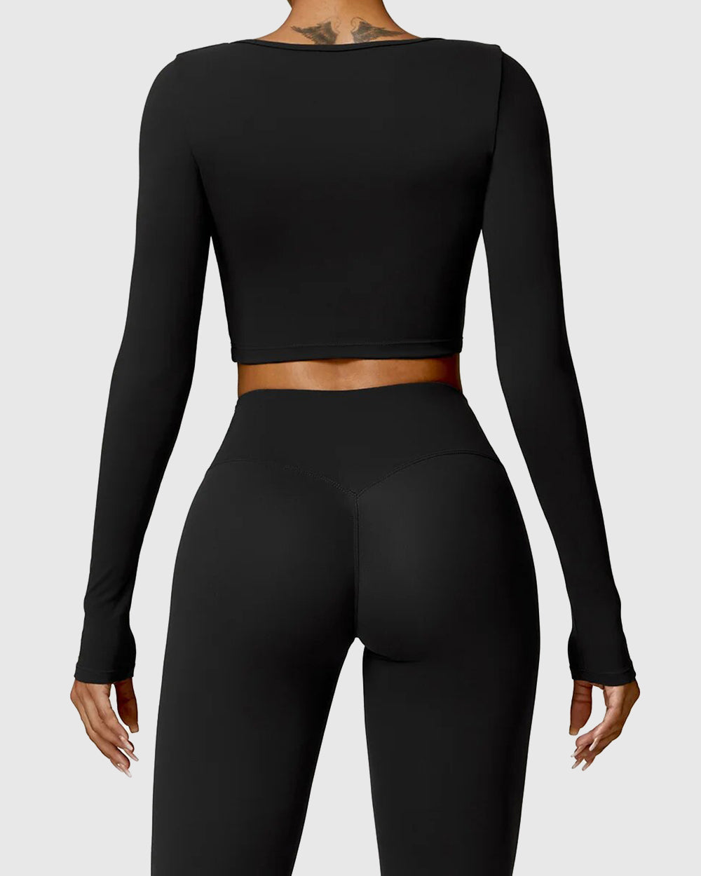 Black Sporty Long Sleeve Crop Top