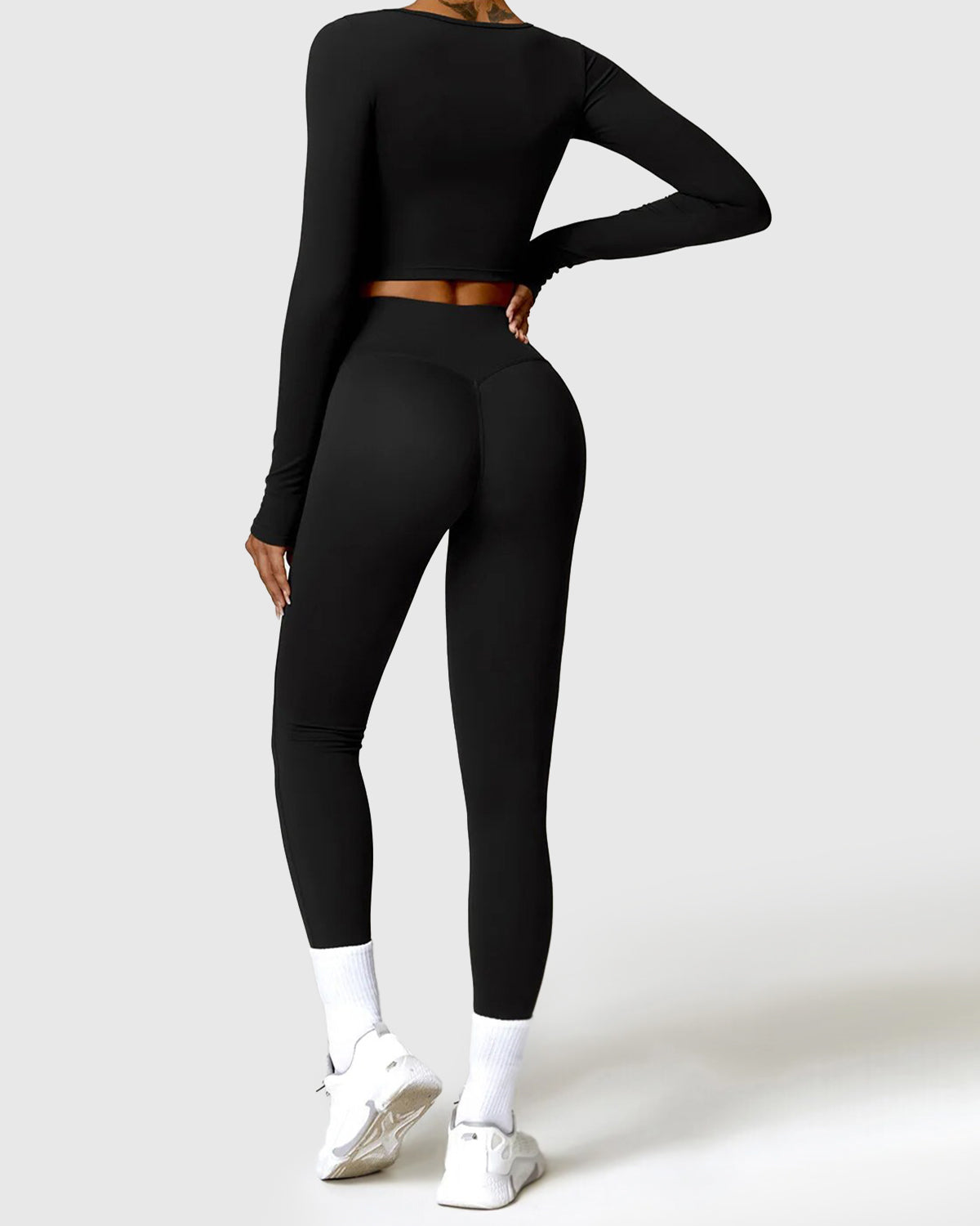 Workout Black Long Sleeve Crop Top