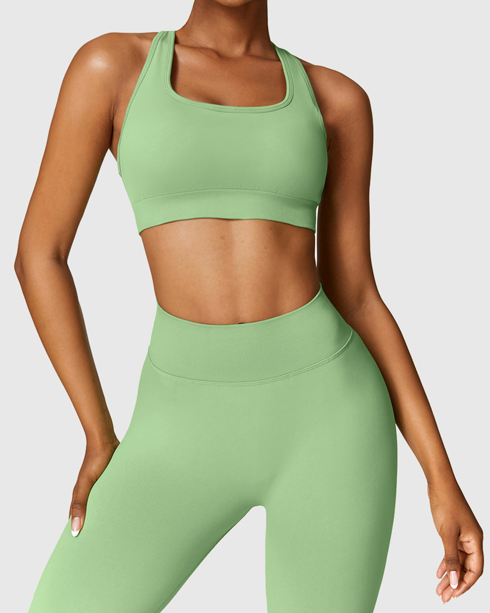 Green Push-Up Cross Wide Strappy Bra