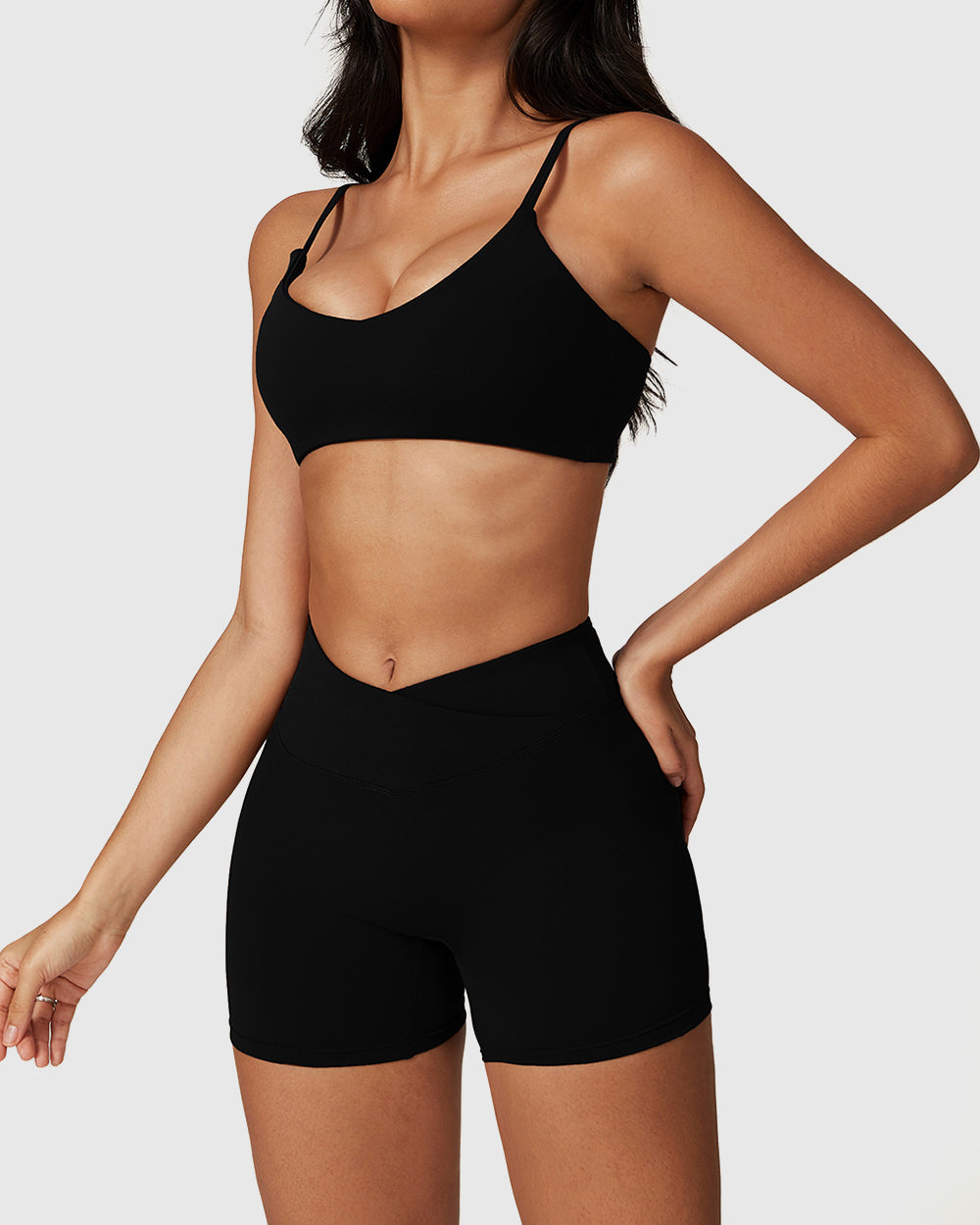 Moisture-Wicking Gym Activewear Shorts with Strappy Bra