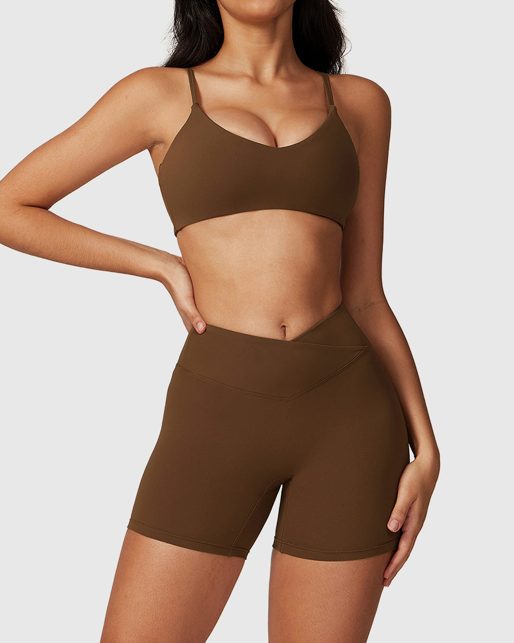Moisture-Wicking Gym Activewear Shorts with Strappy Bra