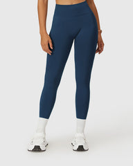 Seamless Elastic Waistband Leggings - Navy Blue 