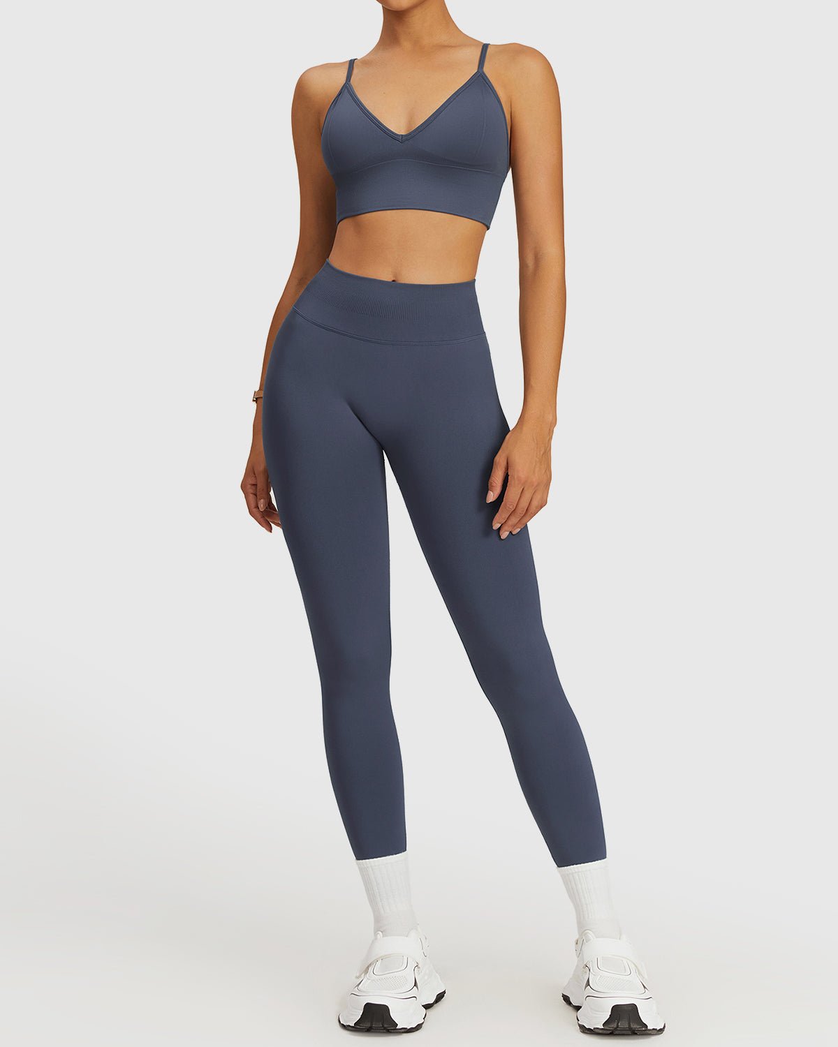 Seamless Ribbed Waistband Leggings & Medium Support Yoga Bra