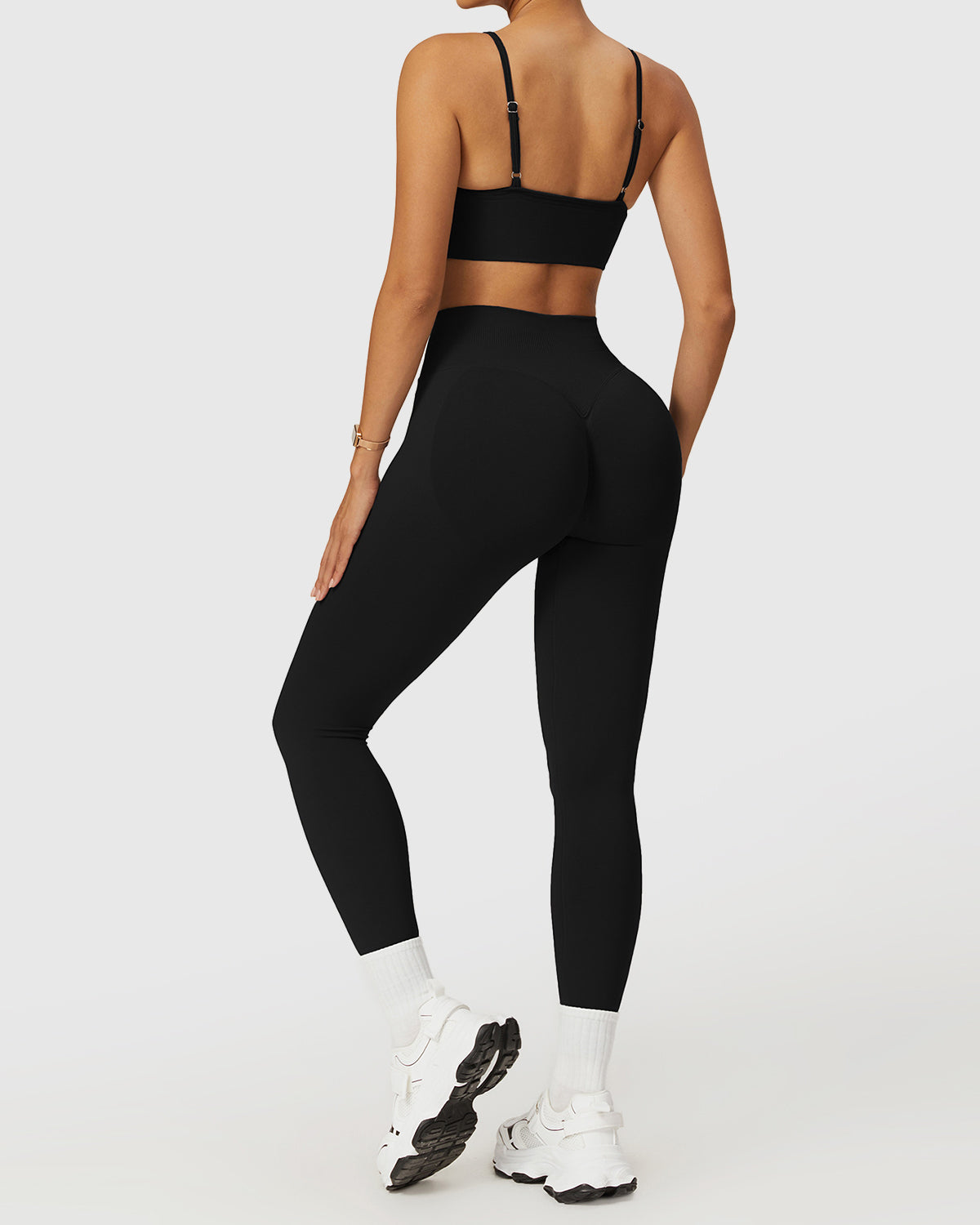 Black Leggings & Backless Fitness Bra 