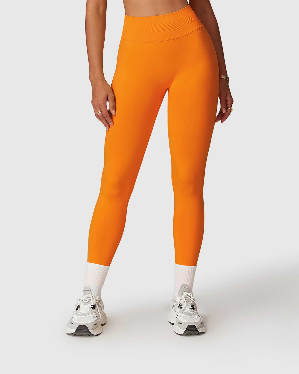 Women's Elastic High-Waisted Leggings in Orange