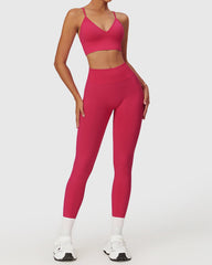 Women's Leggings with Elastic Waistband & Sports Bra