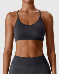 Dark Gray Cross Back Strappy Bra Set 