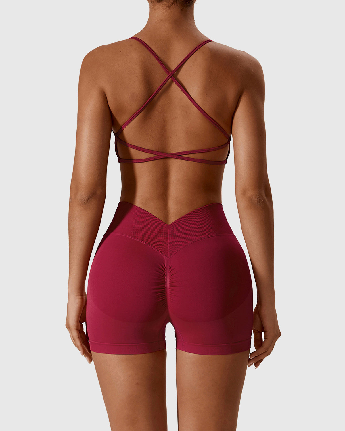 Red Cross Back Strappy Bra Set