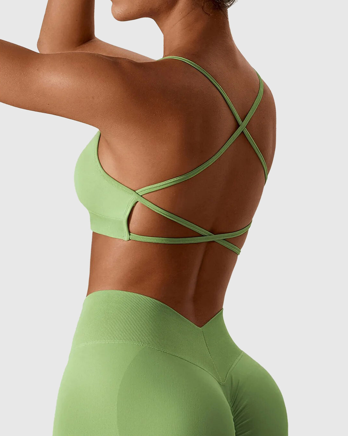 Workout Cross Back Strappy Bra Set