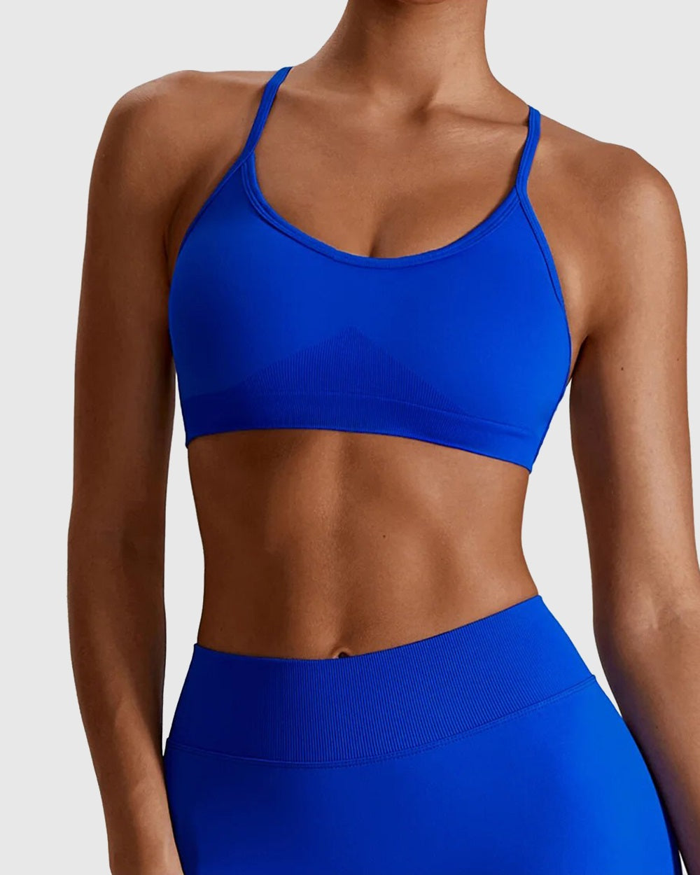 Comfortable Cross Back Strappy Blue Bra Set 