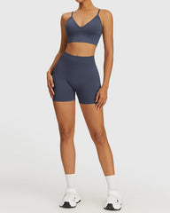 Medium Impact Sports Bra & High Waist Shorts