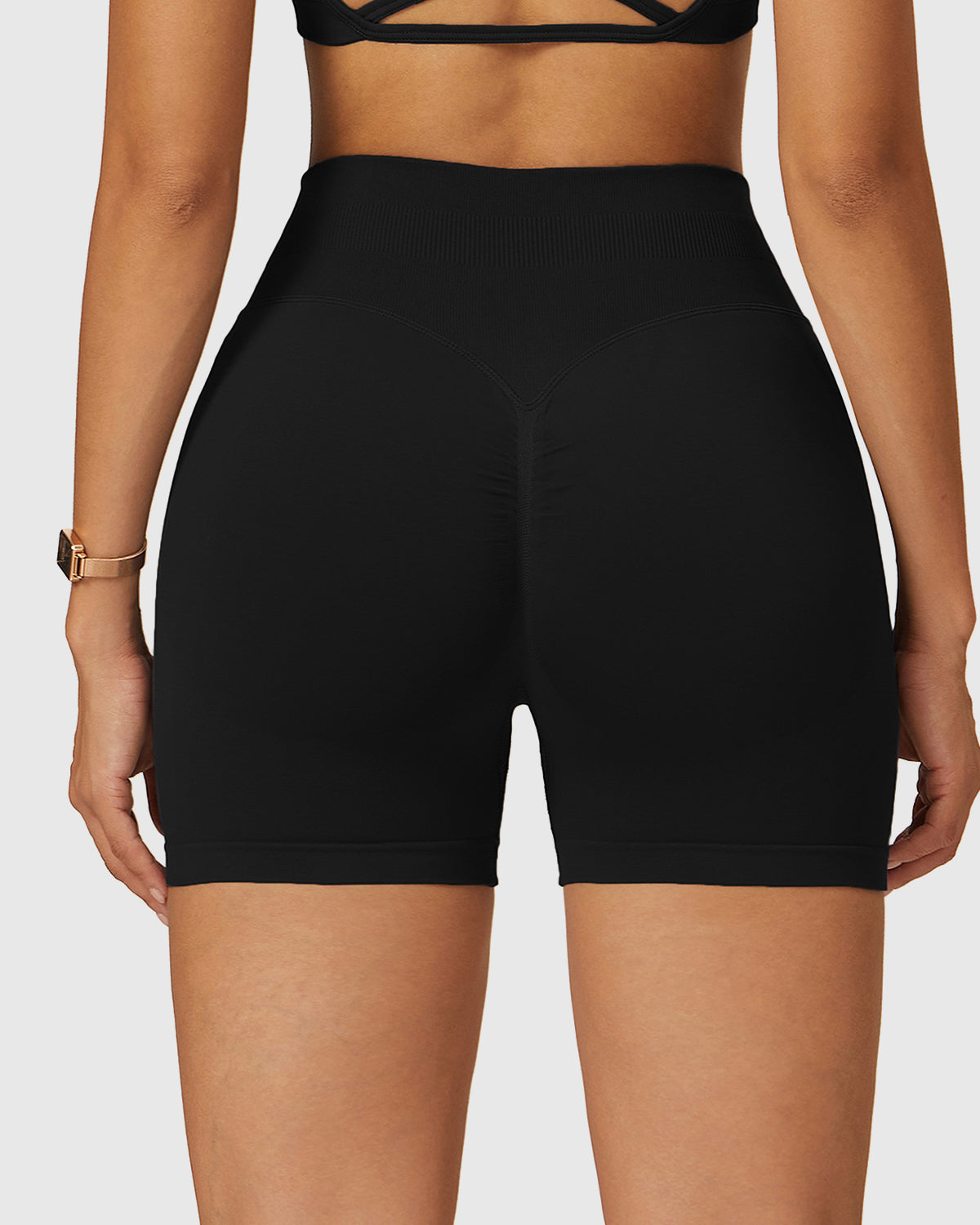 Seamless High Wasit Sports Shorts - Black