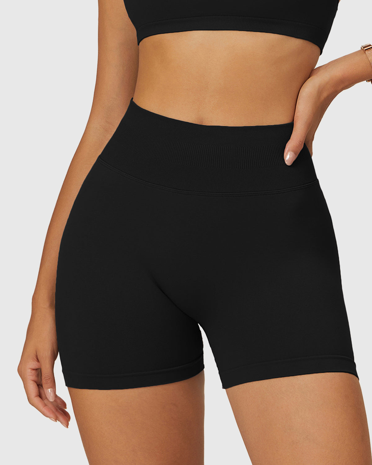 Black Seamless High Waist Shorts