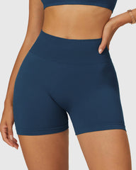 Emblem Blue Elastic Waist Shorts