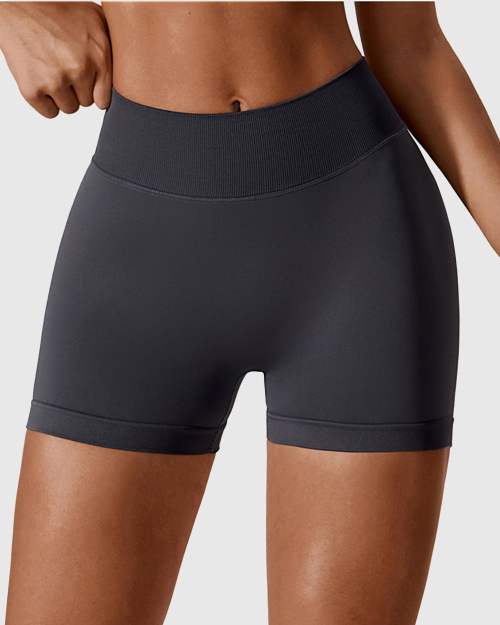 Ribbed High Waist Sports Shorts - Gym Clothes