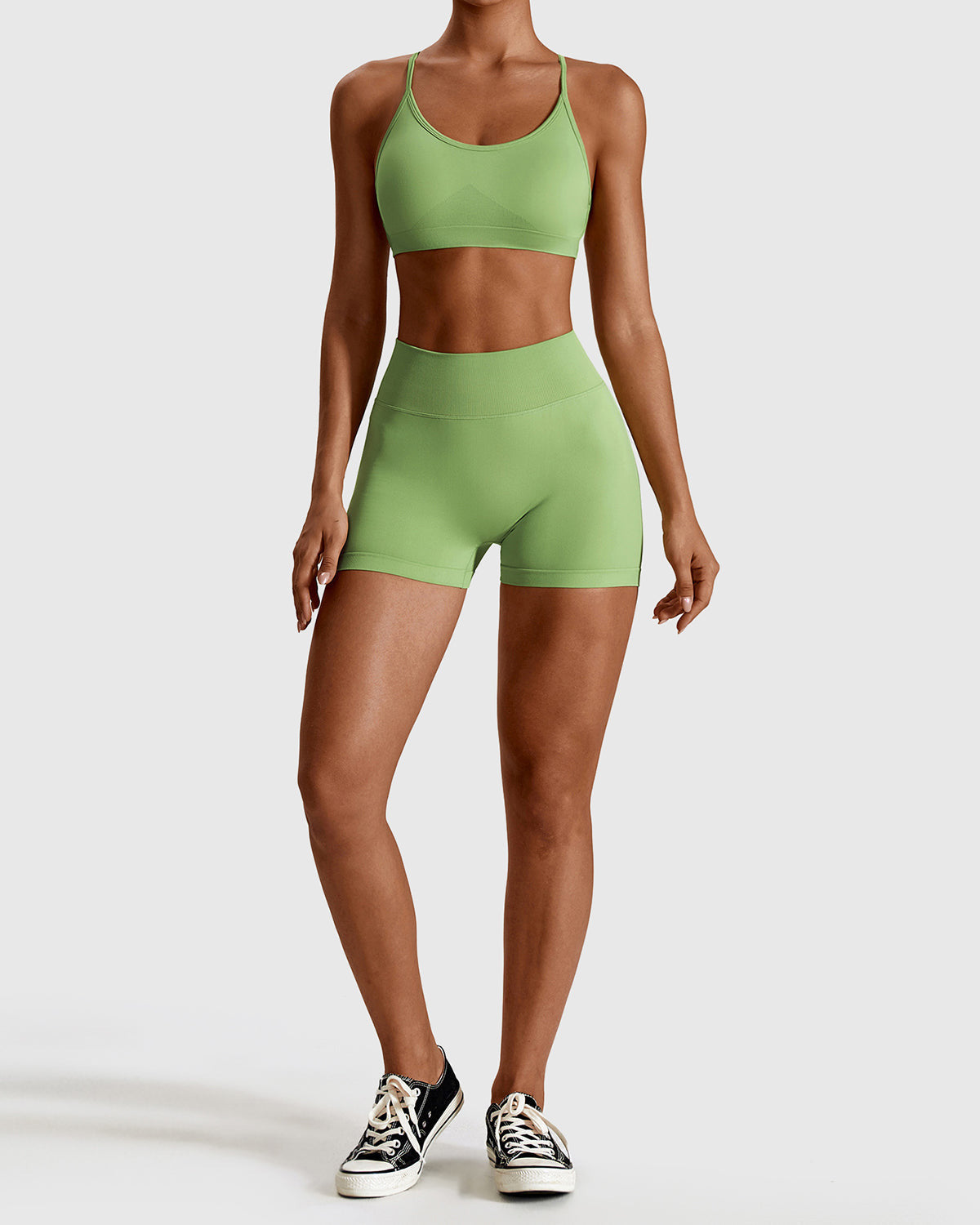 Elastic Waist Shorts & Medium Impact Sports Bra