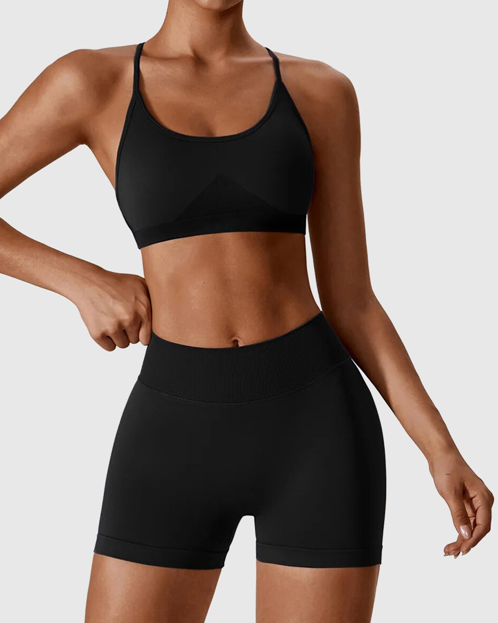 Black Seamless High Waist Sports Shorts