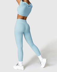 Light Blue Seamless Leggings & Crop Top 