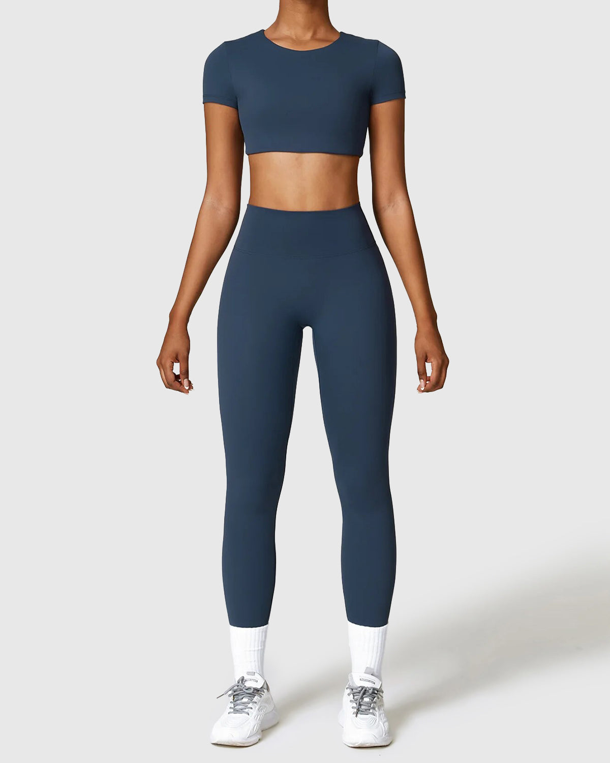 Navy Blue Seamless Leggings & Crop Top