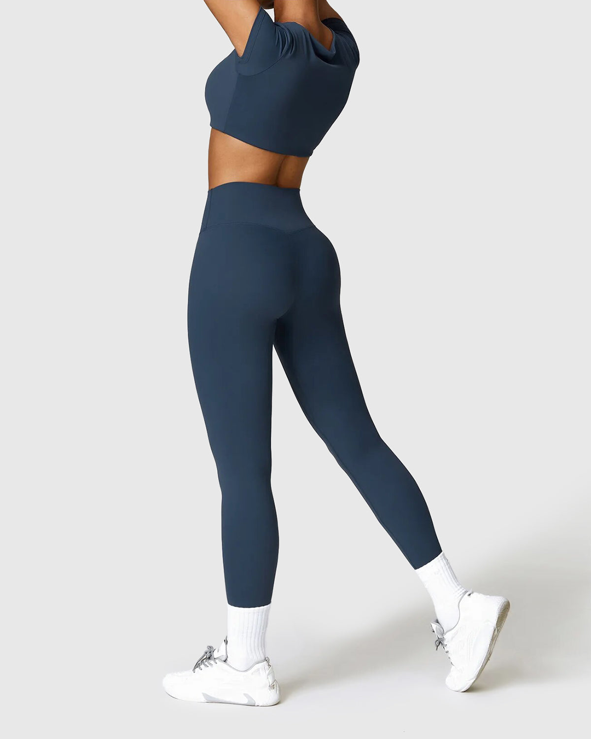 Deep Blue Seamless Leggings & Crop Top