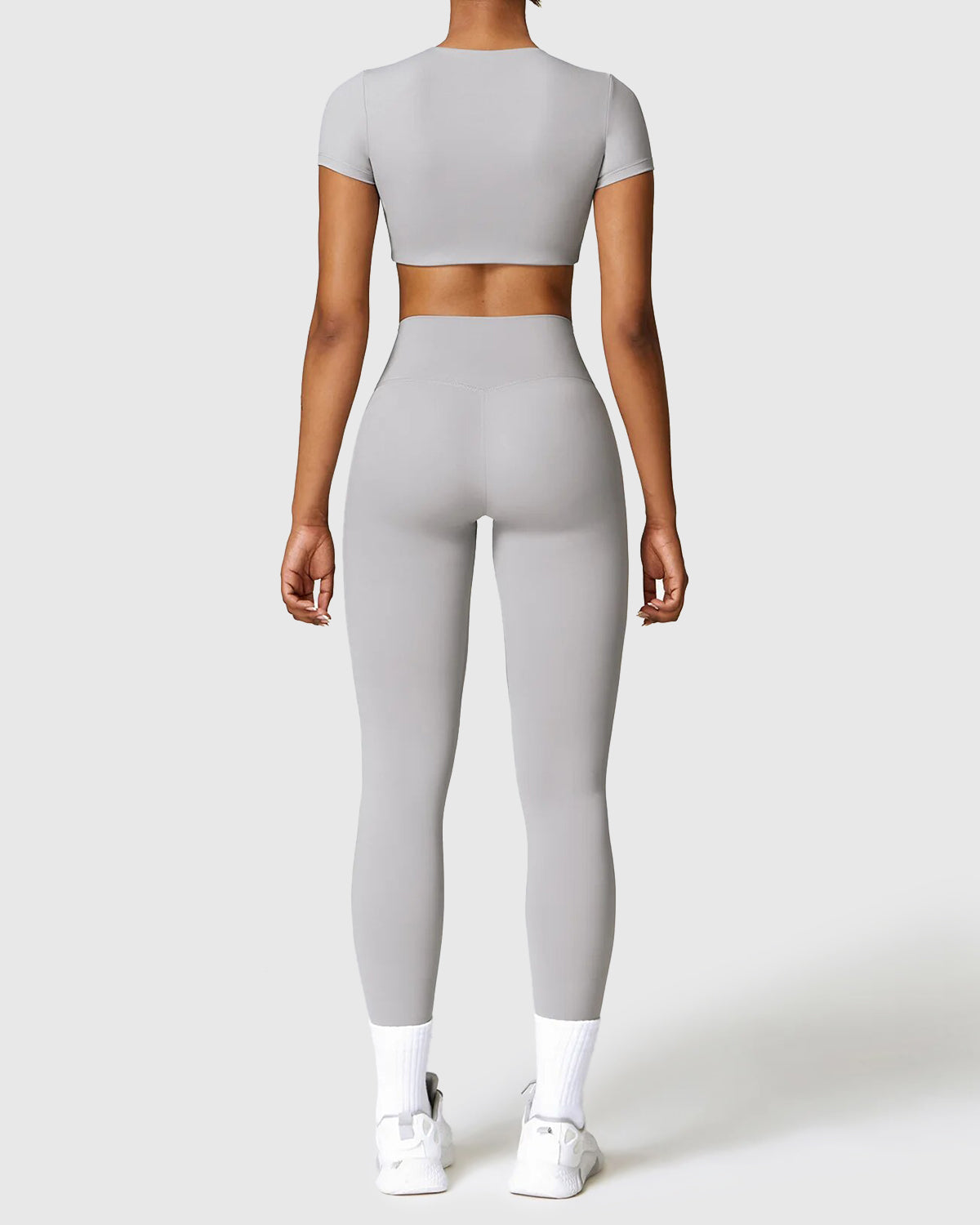 Grey Seamless Leggings & Crop Top 