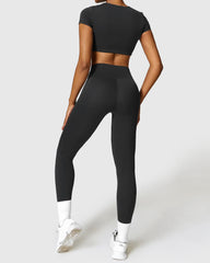 Black Seamless Leggings & Crop Top 