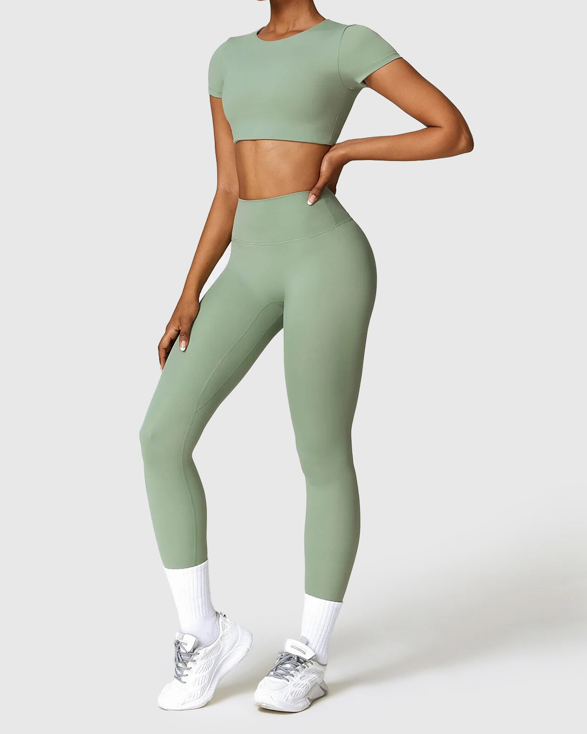 Green Seamless Leggings & Crop Top 