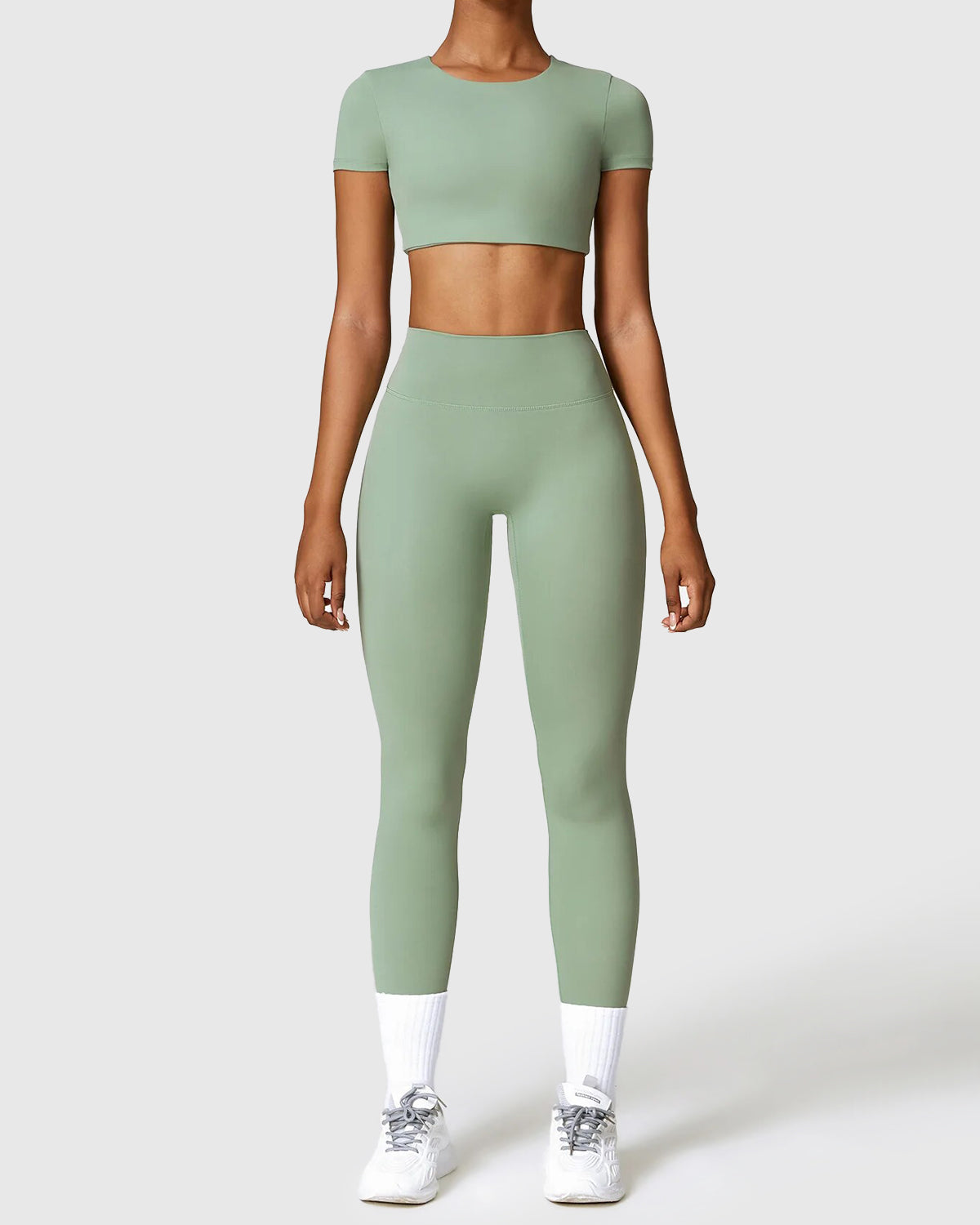 Light Green Seamless Leggings & Crop Top 