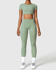 Light Green Seamless Leggings & Crop Top 