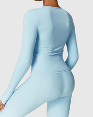 Light Blue Sporty Long Sleeve Top