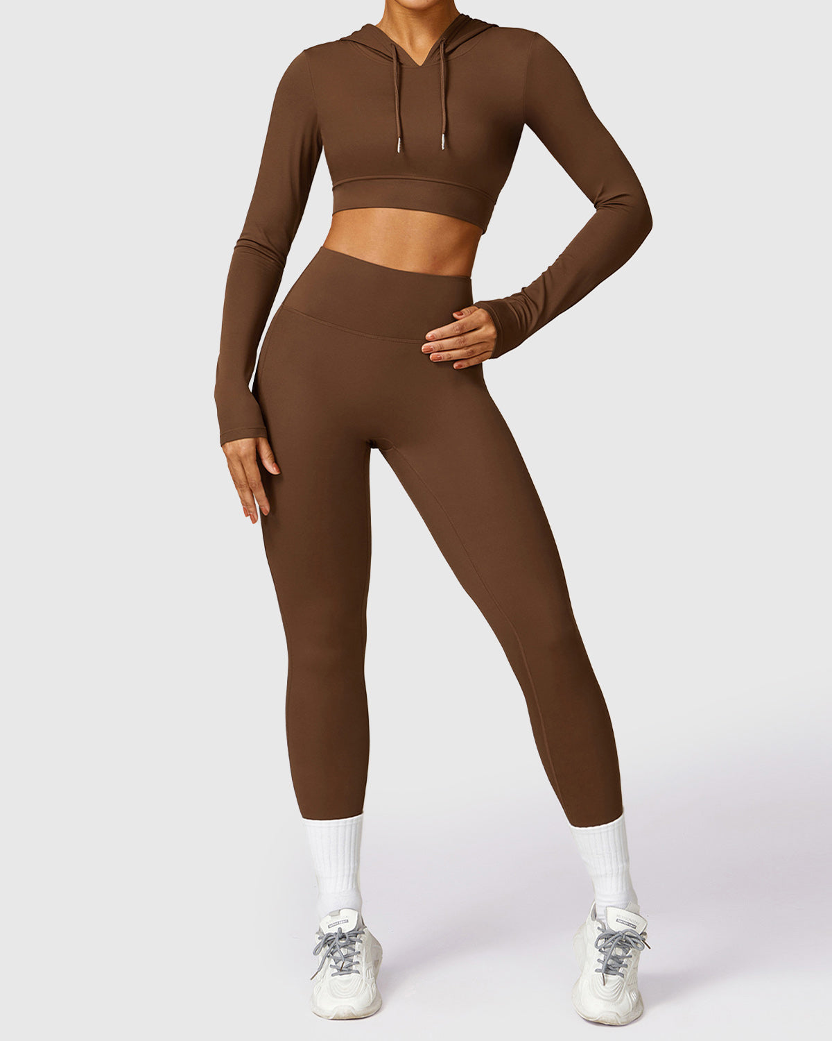 Coffee Brown Seamless Leggings & Crop Top