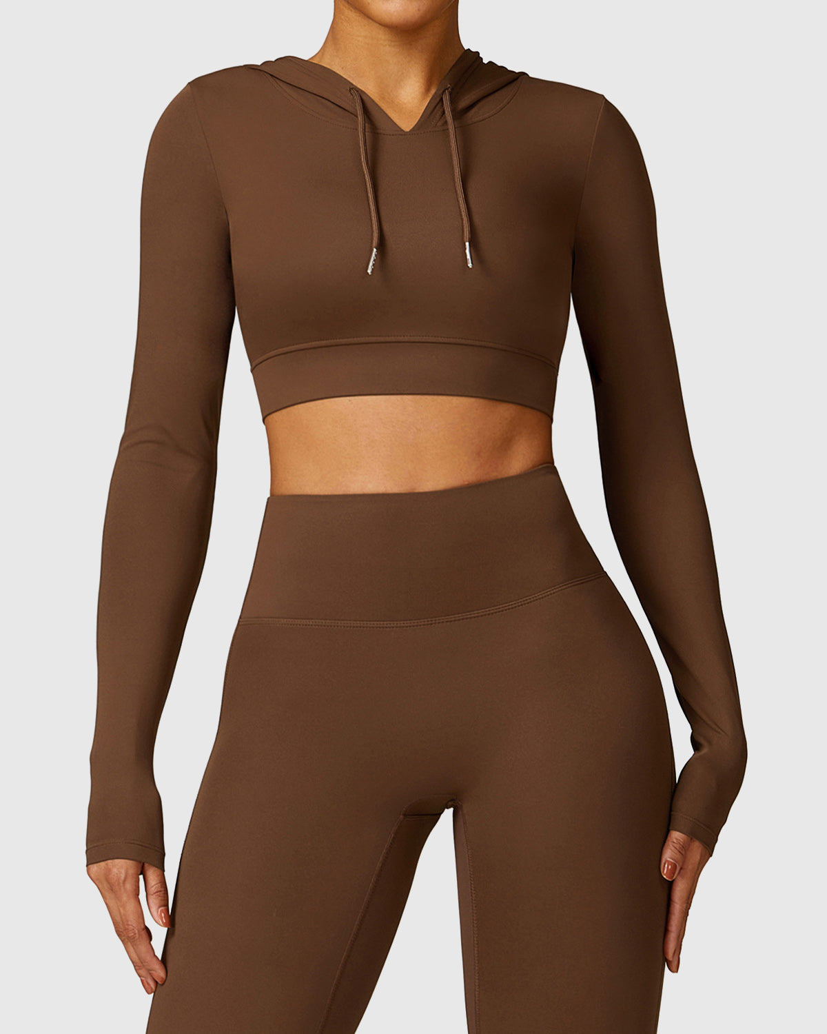 Cropped Workout Top in Brown