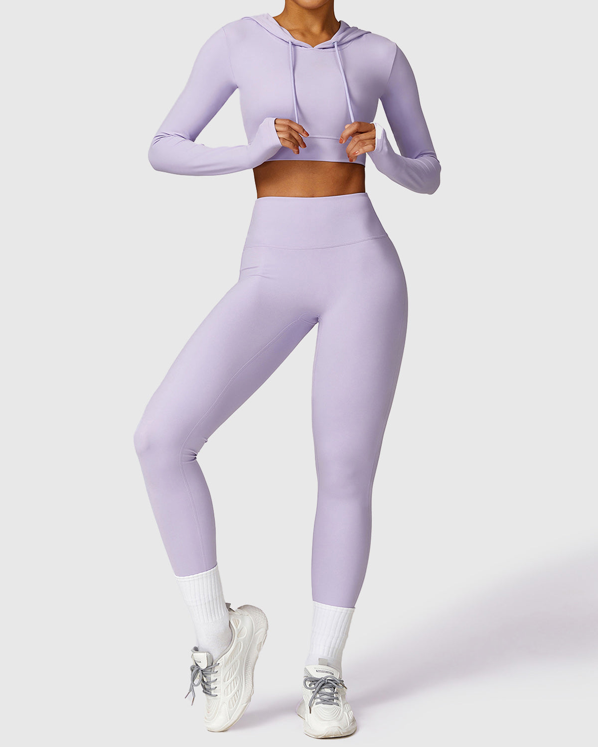 Purple Seamless Leggings & Sporty Crop Top