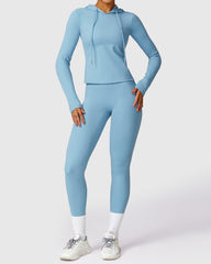 Blue Yoga Leggings & Long Sleeve Top 